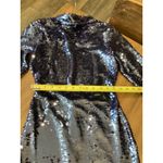 SELF PORTRAIT back cutout sequin long sleeve Open Back blue midi dress size 0 Photo 12