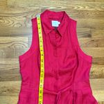 HD in Paris  Anthropologie Women 0 Pink Linen Collared A-line Paneled Shirt Dress Photo 5