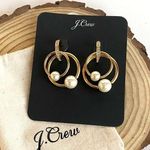 J.Crew NWT Roma Pearl Gold Ring Earrings Stud Photo 0