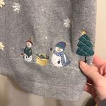 Gray Christmas Women's Sweater Snowman Embroidery Snowflakes Winter Size L Photo 5