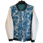 NWT Teal & White Reversible Varsity Jacket by The Hideout Clothing Size Large Photo 1