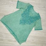 NWOT cotton Caite floral embroidered hand dyed t shirt oversized beach style sm Green Photo 0