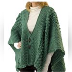 Green Knit Women's Crochet Aran Toggle Wrap Pattern Sweater Size undefined Photo 9