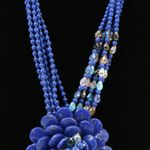 Joan Rivers New Starlet Style Beaded Flower Cluster Fringe Lapis Blue Necklace Photo 4