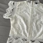 SheIn White Lace Detail Zip Back Crop Top Photo 1