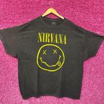 Nirvana Nevermind Smiley Distressed Grunge Rock Band Tee O/S Photo 0