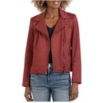 Kut From The Kloth  Jacket Womens Small Red‎ Carina Faux Suede Moto Jacket Photo 2