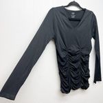 Belldini Womens Top XL Ruched Stretch Activewear Fitness Athleisure Gorpcore Black Photo 5