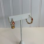 Gold Hinge Back Hoop Earrings Rust Gold 1" Diameter Photo 2