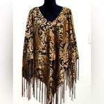 Maggie Barnes Vintage  Vintage 1990s Flocked Velvet Fringed Poncho Top Photo 1