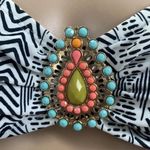 Xhilaration  Women’s Black White Stripe Teal Swim Bikini Top M Photo 2