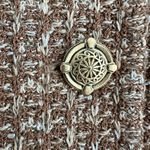 St. John Tweed Blazer Jacket 12 Brown Textured Knit Gold Button Fringe Jacket Photo 9