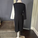 Womens Black & White Asymmetrical Ruffled Front Midi Dress 3/4 Sleeve Size S NEW Photo 3