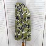 Tahari Tropical Island Print Linen Knit Cap Sleeve Tee Shirt Olive Green Small Photo 2
