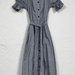 Gal Meets Glam  Blue Micro Plaid Midi Dress Womens 00 Belted Trad Wife Classic Photo 0