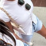 Reformation Raelynn Button Front Organic Cotton Knit Top in Bleach Size X-Large Photo 3