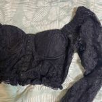 Almost Famous  Black Lace Long Sleeved Crop Top XL Sweetheart Neckline Witchy Photo 1