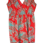 Kut From The Kloth  Orange Blue Paisley V-Neck Flowy Lined Midi Dress Size S Photo 0