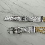 Faux Pearl Beaded Chain Belt Silver Metallic Faux Leather Medium (M) ✨ Photo 1