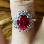 Lab Created Red Sapphire Sterling Silver Cocktail Ring Size 6 Photo 0