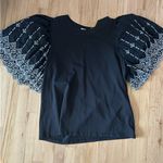 Chico's Chico’s embroidered puff pleat sleeve boho tee shirt blouse top size 3 XL Photo 3