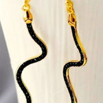 Boho & Indie Rhinestone Snake Earrings Black Photo 0