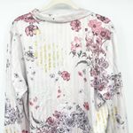Victoria's Secret  Womens Subtle Stripe Silky Floral Long Sleeve Pajama Top Size L Photo 5