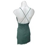 ZARA Green Linen Sleeveless Ruched Cross Back Cami Camisole Mini Tank Dress M Photo 6