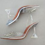 Amina Muaddi New  Begum Glass Heels Transparent Crystal Size 39 Photo 4