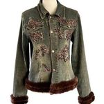 Spiegel Vintage Spiegle denim beaded and faux trim jacket. Size M Photo 0