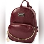 Playboy  Maroon Backpack with Gold Details Photo 3