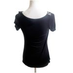 Daytrip  Whimsygoth Top Y2K Open Knit Metallic Size Medium Black Silver Photo 2