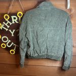 American Eagle Corduroy Army Green Button Cropped Bomber Pocket Jacket Moto Photo 4