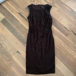 Premise Brown Leather Trim Sheath Dress Size 6 Photo 1