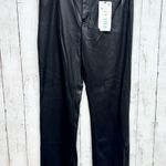 ZARA Pant Women Size 8 Black Faux Leather High Rise Straight Zip Fly Pockets NWT Photo 0