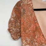 Sage The Label Orange Floral Ruffled Mini Wrap Dress Womens XS Boho Cottage Photo 1