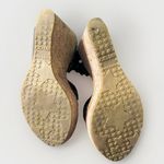 Jimmy Choo Jimmy‎ Choo Black Patent Leather Platform Sandal Cork Wedge Gold Toe Size 38.5/8 Photo 10