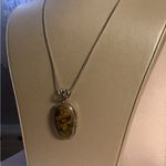 Sterling Silver  925 earth tone floral pendant Handmade necklace Photo 2