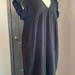 Black Eyelet Babydoll Ruffle Sleeve V Neck Cotton Flirty Summer Dress Size L Photo 2