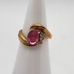 Vintage 14KT GE Gold & Pink Austrian Crystal Ring (4.75) Pink Photo 0