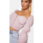 Pretty Little Thing Size 6 Rose Ruched Cup Hook & Eye Crop Top  New Without Tags Photo 3