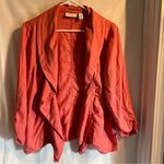 Chico's 100% Linen Ruched Coral Pink Open Cardigan Size Large Casual Lightweight Photo 1