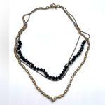 J.Crew  Mixed Multi-strand Necklace in Gold Tone and Black glass beads Photo 1