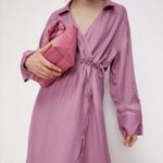 ZARA  SATIN EFFECT WRAP MIDI V-NECK DRESS Size XS NEW Photo 6