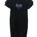 vintage Retro coquette Black & white bow Twee poof sleeves dress tea length midi Size M Photo 0