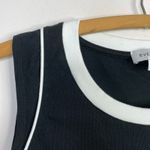 Evereve Cooper Piped Tank Top Peruvian Pima Cotton Black White Relaxed Fit L Photo 2