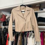 Abercrombie & Fitch Nude tan faux vegan leather moto biker jacket S Photo 2