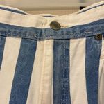 Vintage Chic Blue and White Striped Denim High Rise Shorts 1980s Waist 29 Inches Photo 7