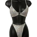 SheIn Iridescent Silver Shimmery Two Piece Bikini Size Small Photo 4