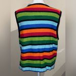 Westbound  Women’s Size XL Sequin Snowflake Black Sweater Vest Striped Christmas Photo 2